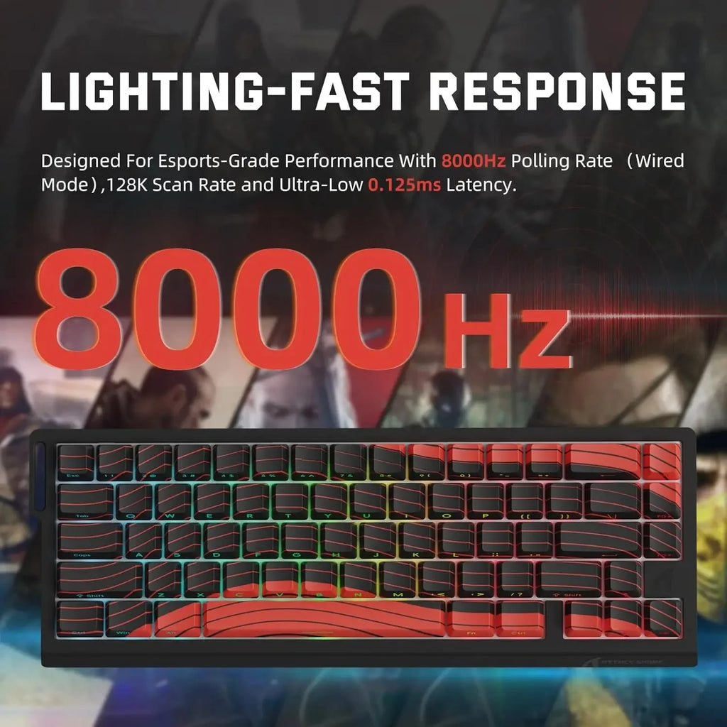 ATTACK SHARK X68 PRO HE Wireless Rapid Trigger Gaming Keyboard 8K Polling Rate Hot-Swap RGB Backlit
