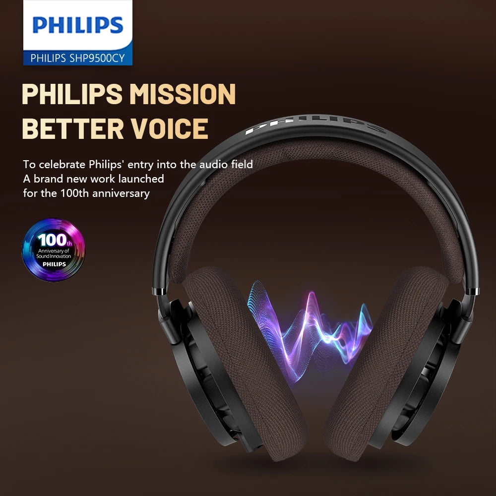 Philips SHP9500CY HiFi Open-Back Headphones Ultra-Comfortable Over-Ear Design  Crisp Clear Sound Lightweight & Durable Build