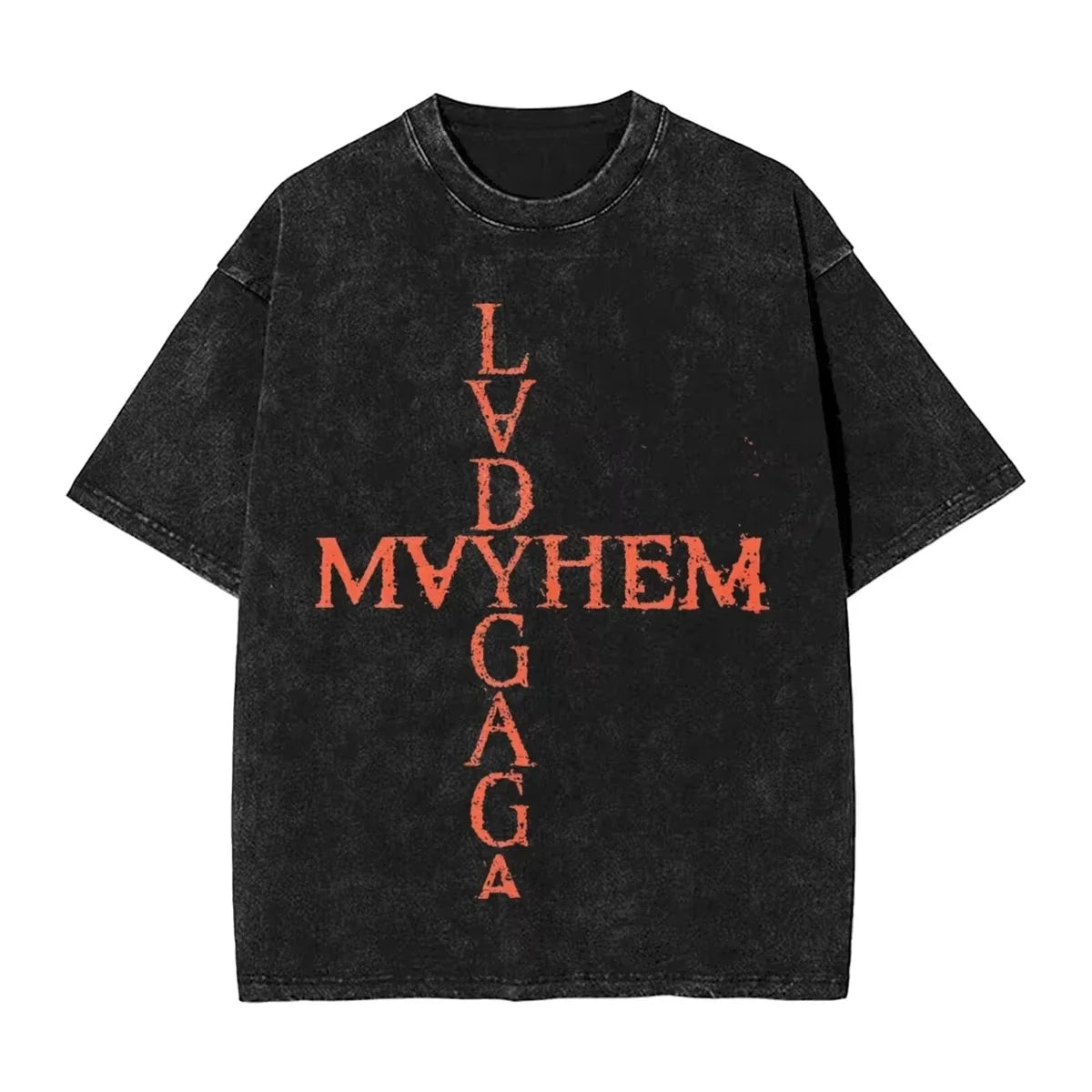 Washed T Shirts Lady Gaga Mayhem Hip Hop Retro Vintage High Street Streetwear Short Sleeve Print Tees Men's Women Tops Harajuku