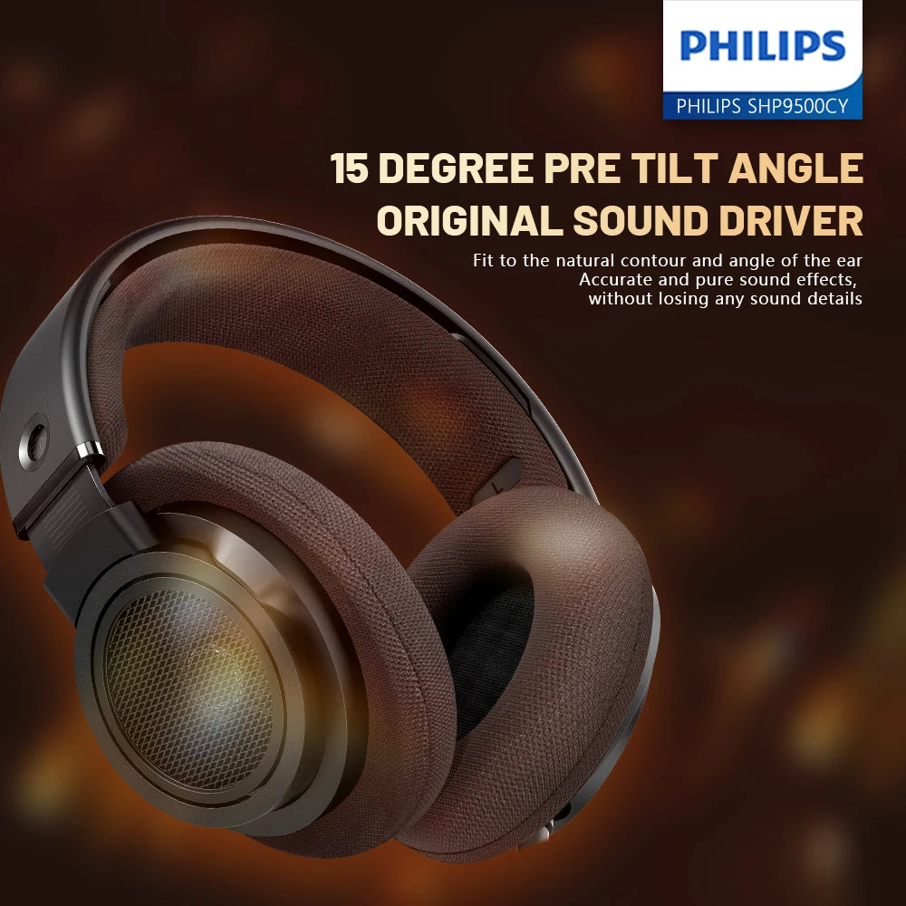 Philips SHP9500CY HiFi Open-Back Headphones Ultra-Comfortable Over-Ear Design  Crisp Clear Sound Lightweight & Durable Build
