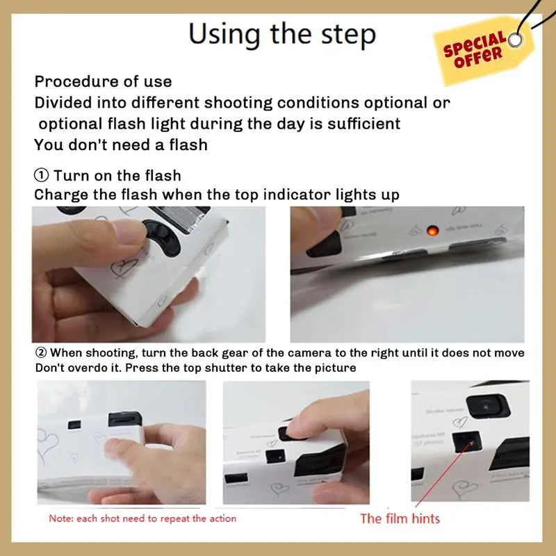 35Mm Disposable Film Camera With Flash Single Use Once Pictures Tool Wedding Bulk Travel Camp Party Supplies 16 Photos-WMAN