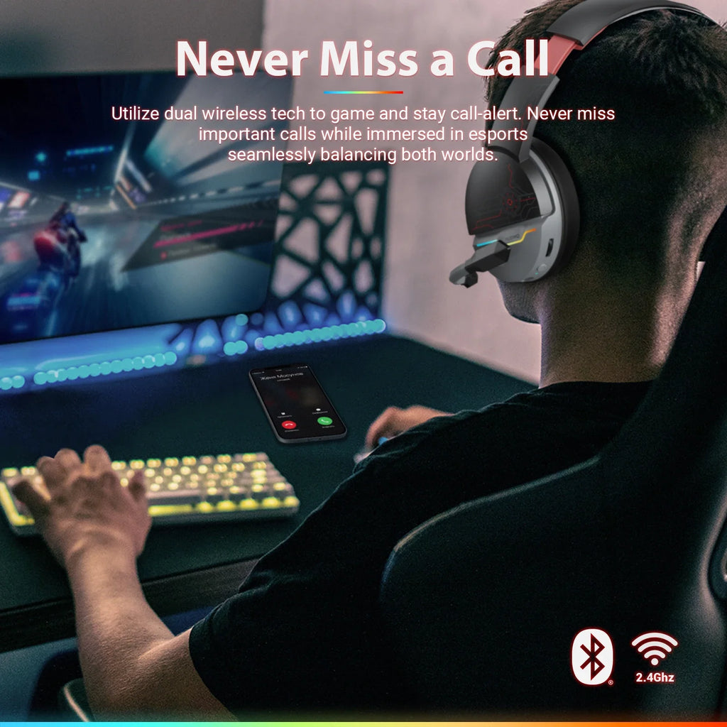 NUBWO Wireless Gaming Headsets Gamer with Dual Microphone for PS5 PS4 PC Mobile Switch 2.4GHz Bluetooth Wireless Headphones