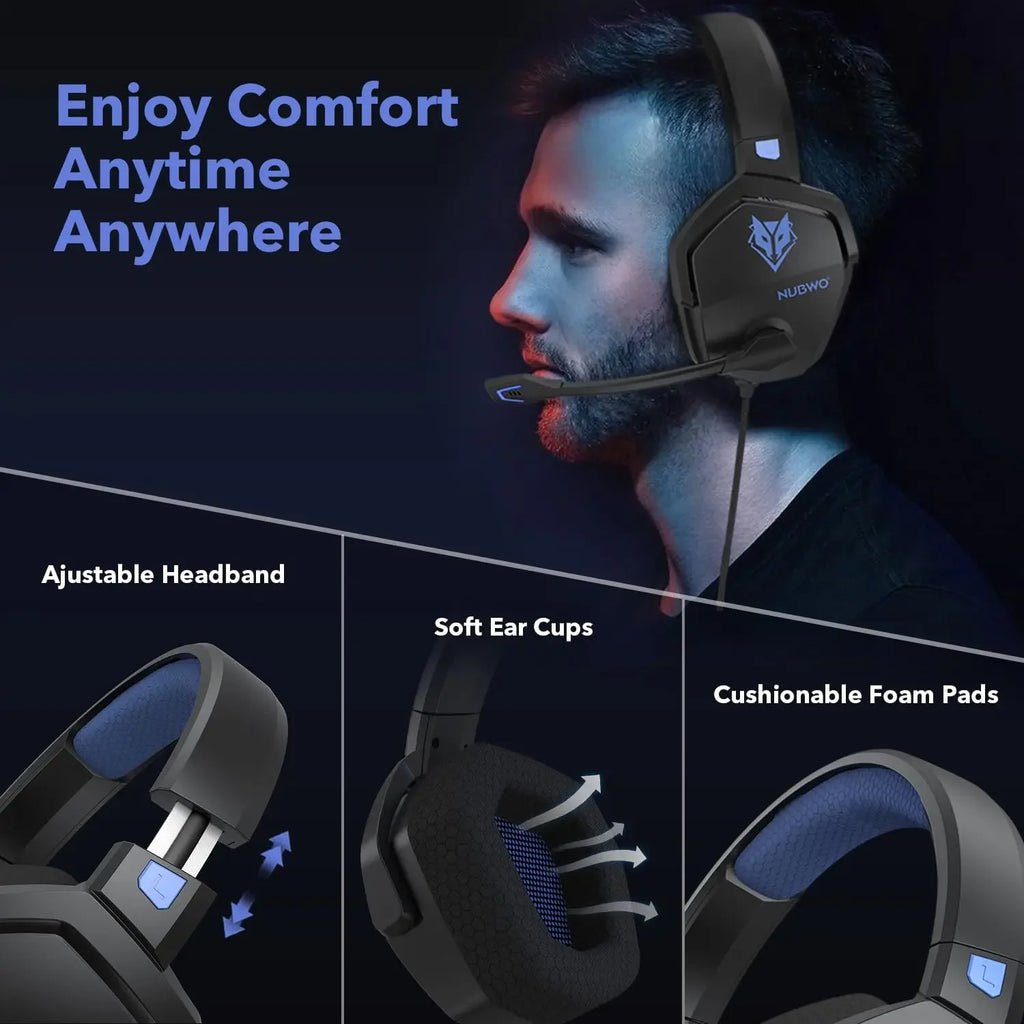 NUBWO N16 Gaming Headset Noise Canceling Mic,Stereo Sound Wired Headphone for PS5, PS4, Xbox One, Switch, PC,Gamer Headset