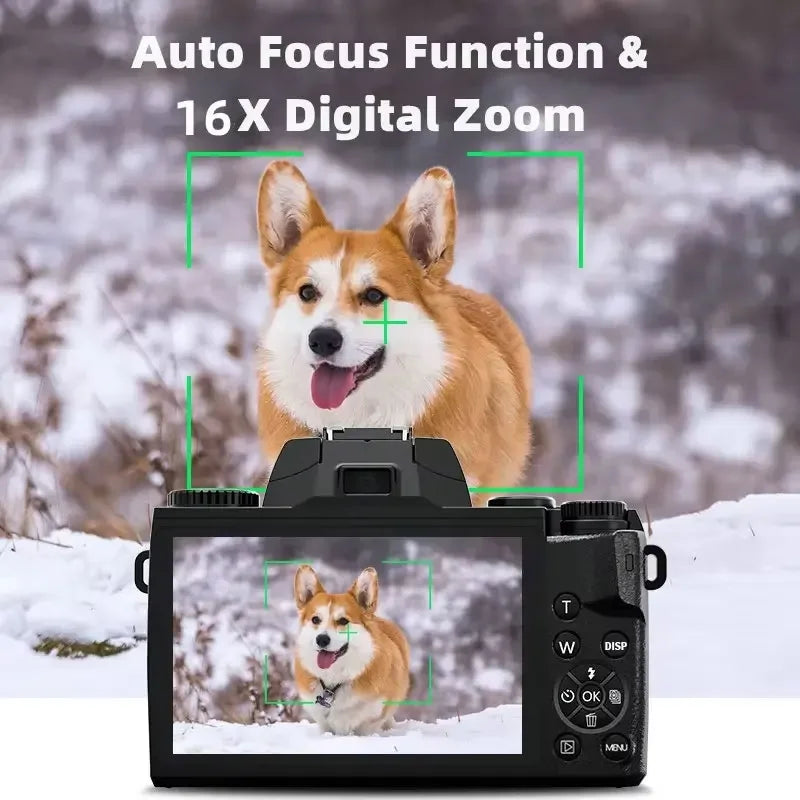 4K Digital Camera 64MP Auto Focus Lens Photography YouTube Ins Vlog Camcorder 4.0"Touch Screen 16X Zoom Optical Video Camera