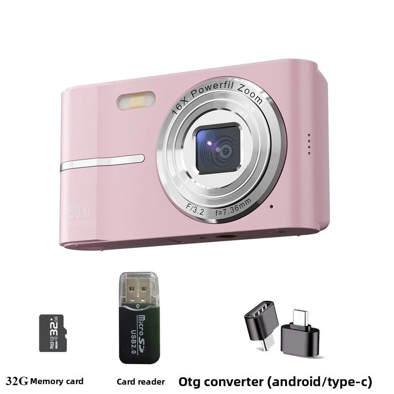Digital Cameras1080P Camera 44MP Camera Portable Compact Camera with 2.4 Inch LCD Screen16x Digital Zoom, 32G Micro Memory Card