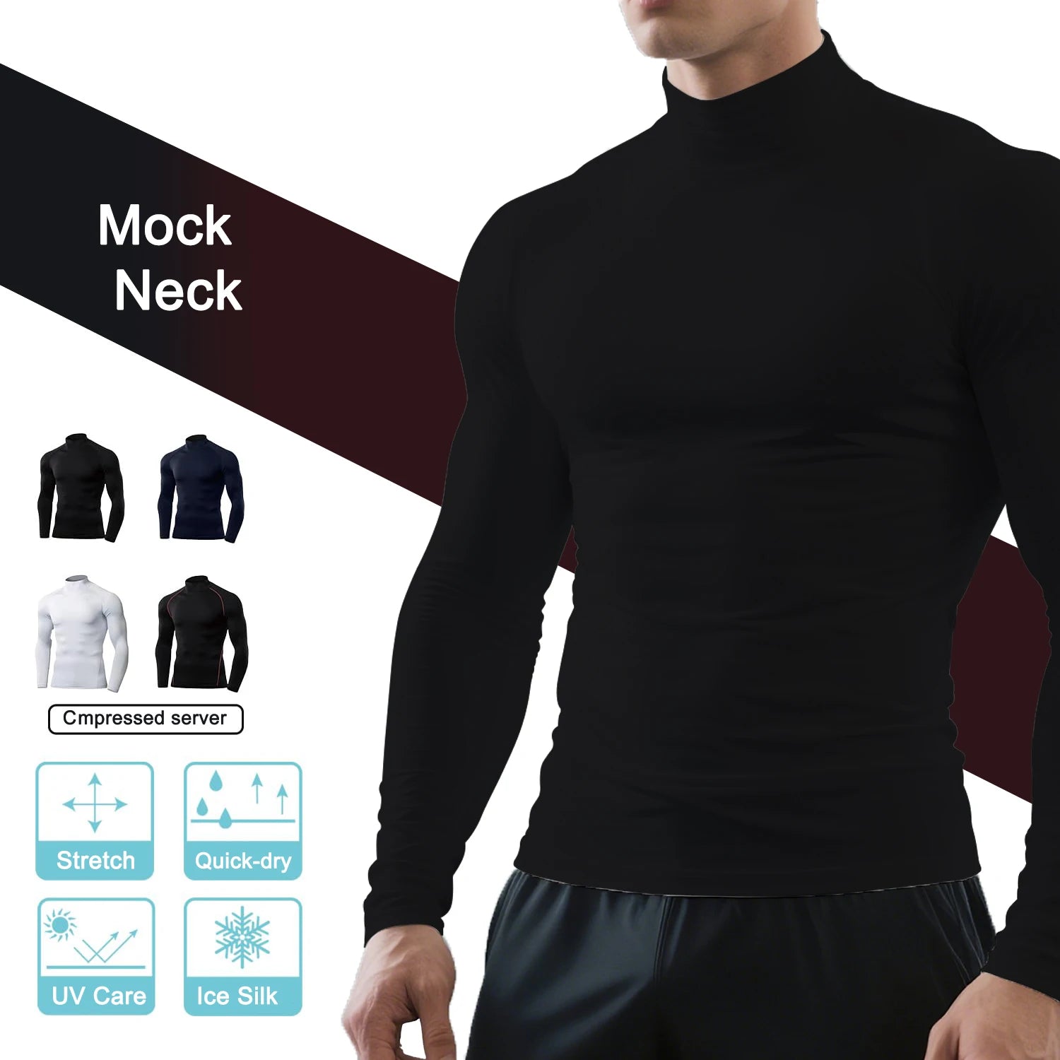 2025Monster Energy Men's Half High Collar Long Sleeve T-shirt Exquisite Vine Retro Style Sports Street Personalized Event Party