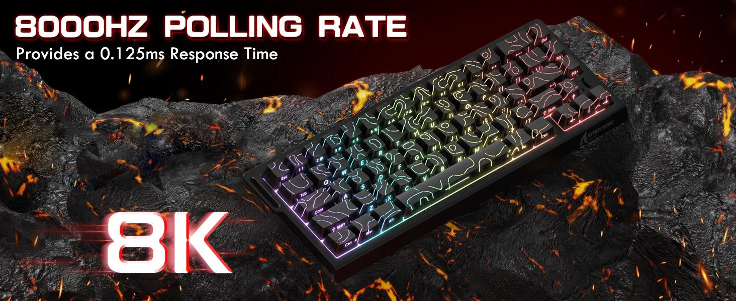 ATTACK SHARK X68 PRO HE Wireless Rapid Trigger Gaming Keyboard 8K Polling Rate Hot-Swap RGB Backlit
