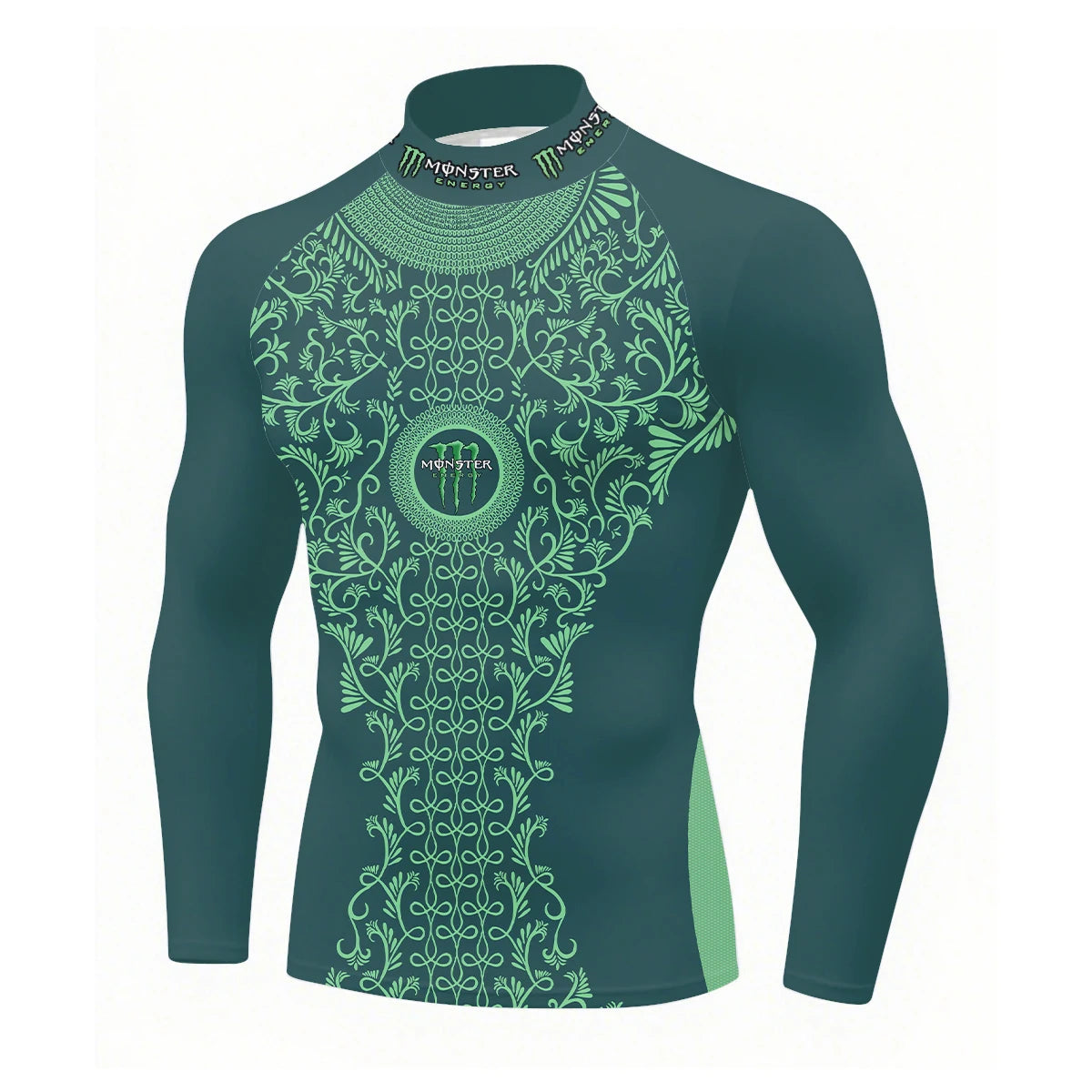 2025Monster Energy Men's Half High Collar Long Sleeve T-shirt Exquisite Vine Retro Style Sports Street Personalized Event Party