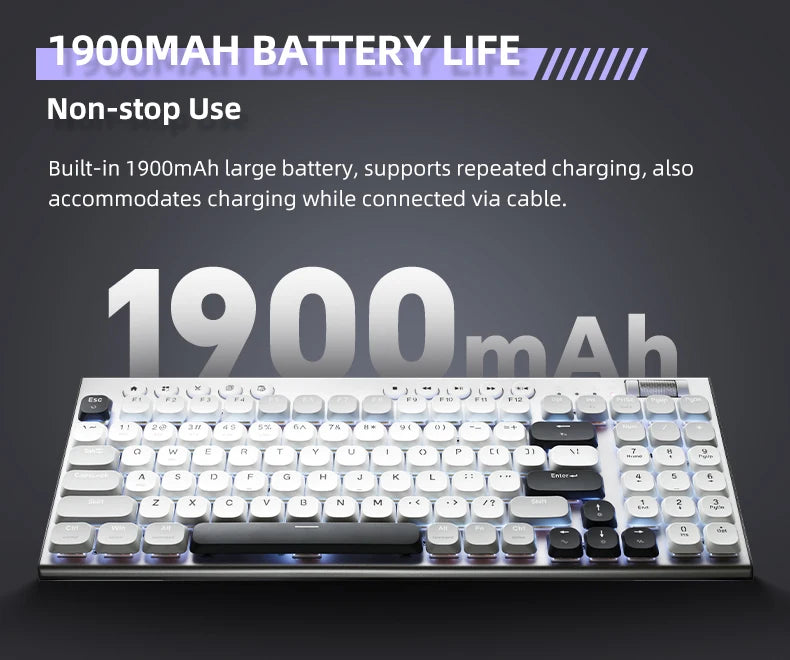 THUNDEROBOT K96 Wireless Mechanical Keyboard Low-profile Productivity Keyboard 98 Keys with Roller Marco Keys PBT Keycaps For PC