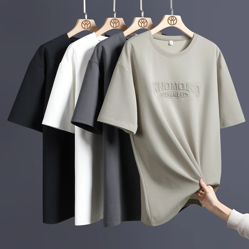 8XL Summer Men's T Shirt 2024 Retro Street Trendy Mens Loose Hip Hop Short Sleeve Casual Print Mens Streetwear Top Tees