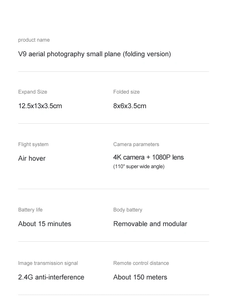 4DRC V9 Drone 4K Professinal With 1080P Wide Angle Dual HD Camera WIFI FPV Height Hold RC Helicopter Foldable Quadrotor Toy Gift