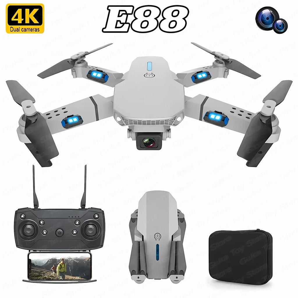 E88 Pro WiFi FPV Drone Wide Angle HD 4K 1080P Camera Height Hold RC Foldable Quadcopter Helicopter Toys Gift New