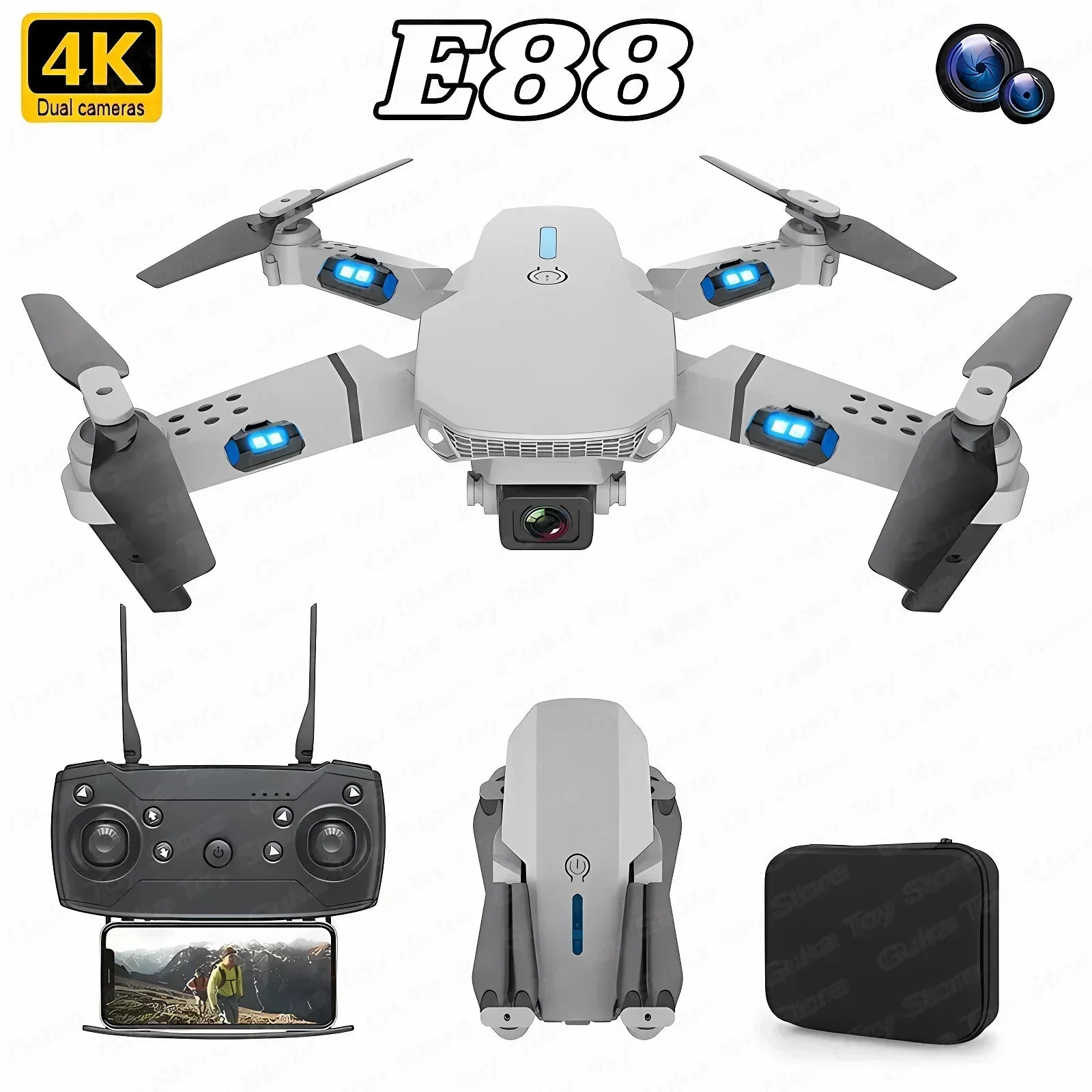 E88 Pro WiFi FPV Drone Wide Angle HD 4K 1080P Camera Height Hold RC Foldable Quadcopter Helicopter Toys Gift New