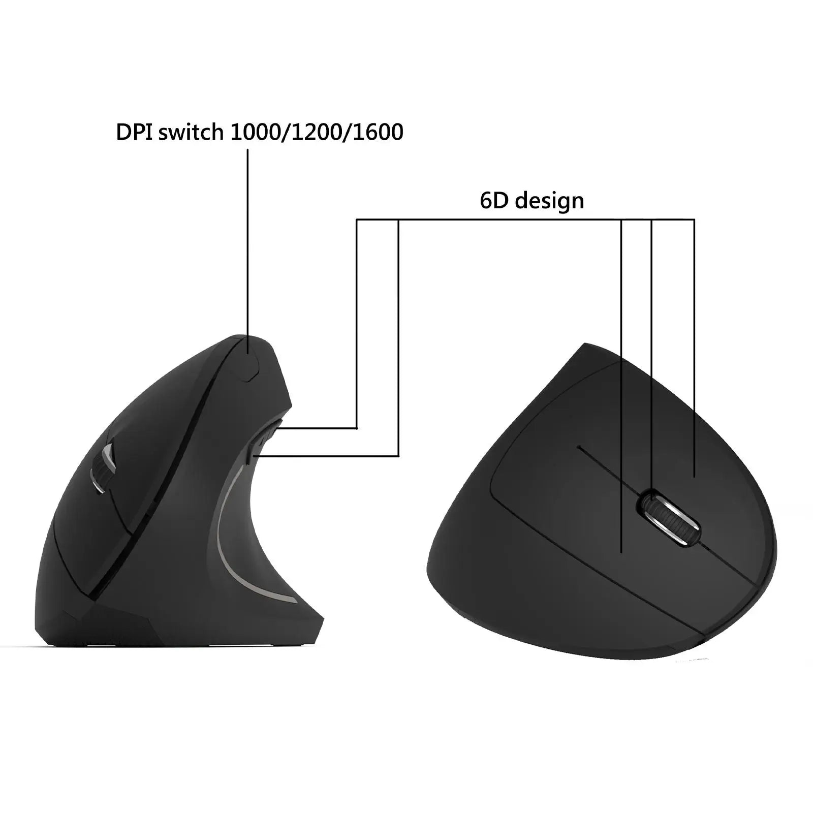 Ergonomic Vertical 2.4G Mute Mouse Wireless Computer Gaming Mice USB Optical DPI Mouse Right Left Hand For Laptop PC Desktop