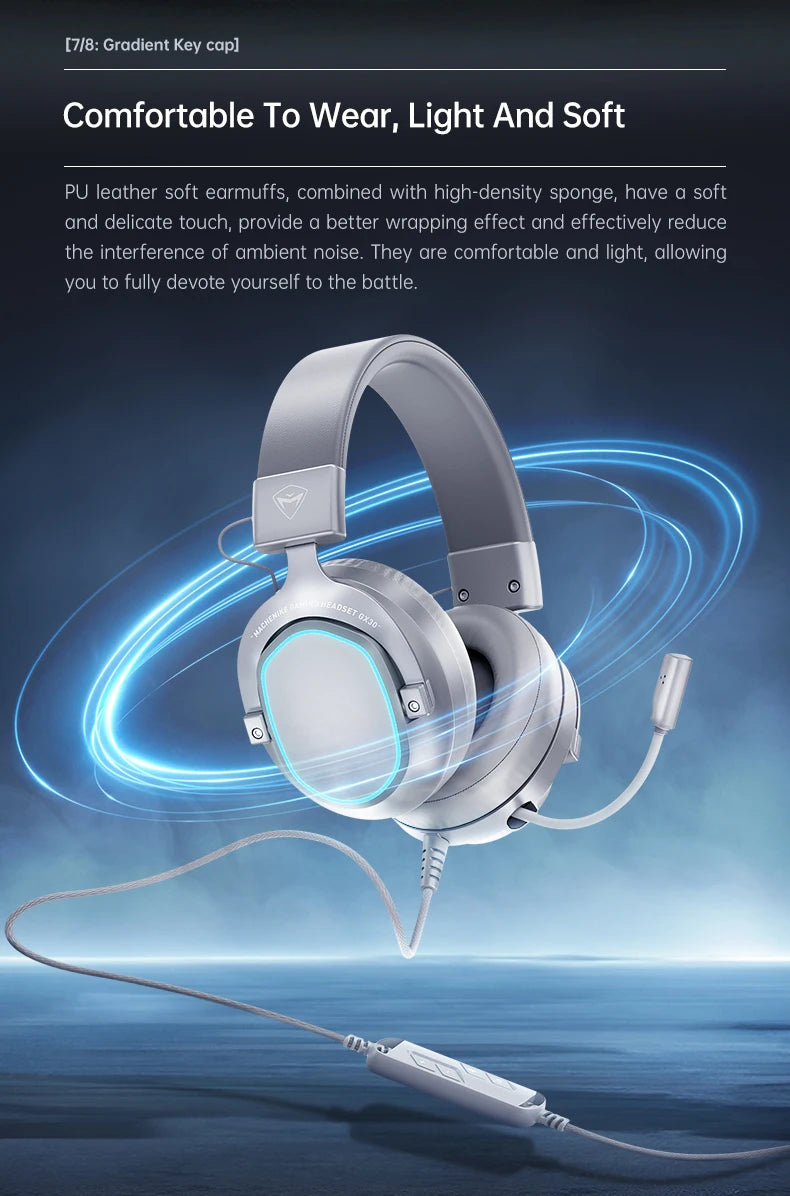 MACHENIKE GX30 Series Wireless Bluetooth Headphones 4 Modes 7.1 Surround Setting Bluetooth5.4 Gaming Headset Earphone