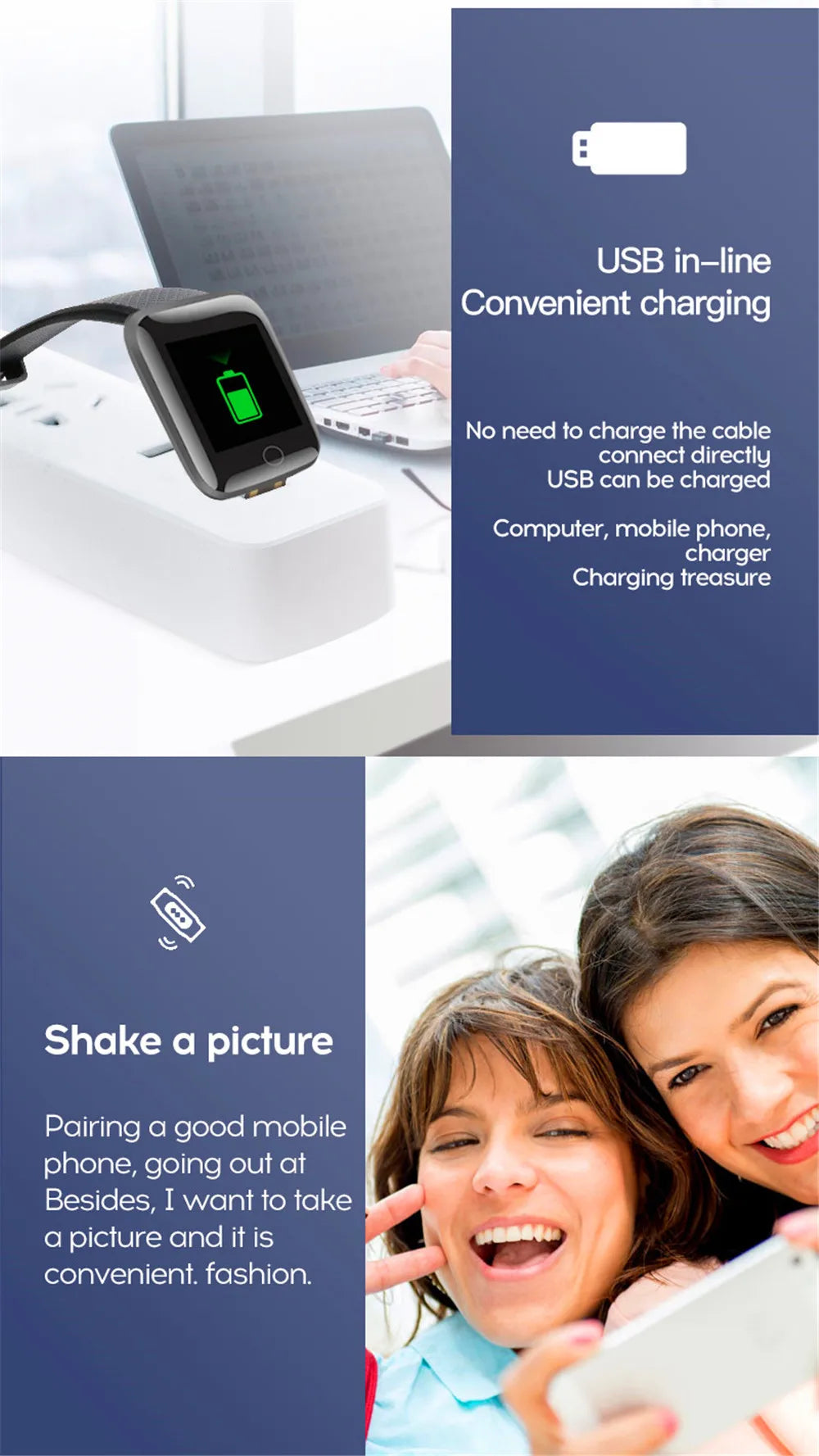 Smart Watch Sport Wristband Fitness Monitoring Track Heart Rate Call and Message Remind Men Smartwatch Woman 116 Plus Clock D13