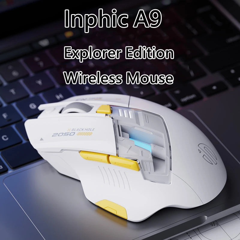 Inphic A9 Explorer Wireless Gaming Mouse 500mA Battery Level Display Ergonomics Bluetooth Office Mouse For PC Laptop