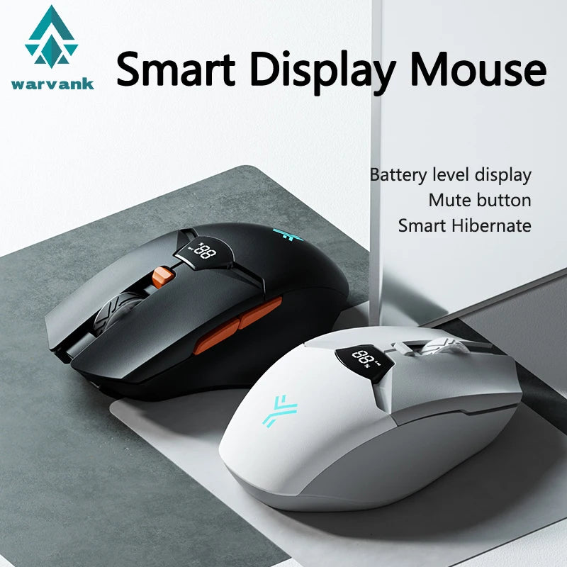 Warvank SX01 Bluetooth Wireless Mouse Smart Screen Battery Level Display Silent Office Mouse  600mAh Rechargeable Gaming Mouse