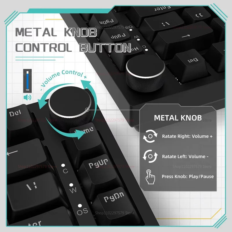 AK820 Wired Mechanical Gaming Keyboard 75 Compact Layout Hot Swappable RGB Backlit Esports Keyboard for PC Laptop Windows Mac