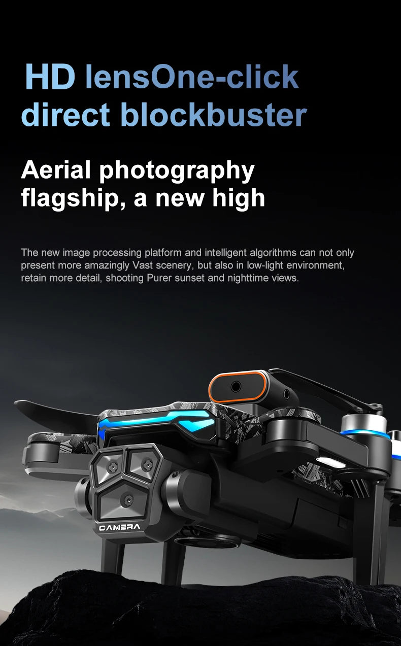 New D13 RC Drone 4K Professional HD Triple Camera 5G WIFI FPV Dron 360° Obstacle Avoidance Brushless Large Screen Quadcopter Toy