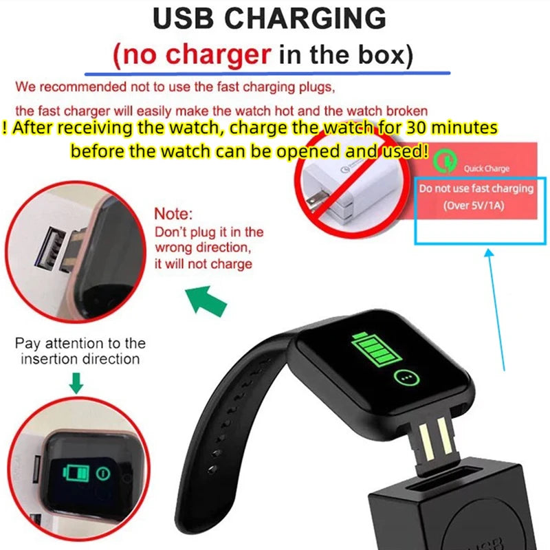 Smart Watch Sport Wristband Fitness Monitoring Track Heart Rate Call and Message Remind Men Smartwatch Woman 116 Plus Clock D13