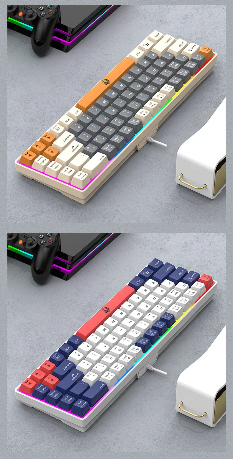 RAIKULei Kui K68 Wired Keyboard Three Color Customized Gaming Luminous Keyboard Mechanical Feel