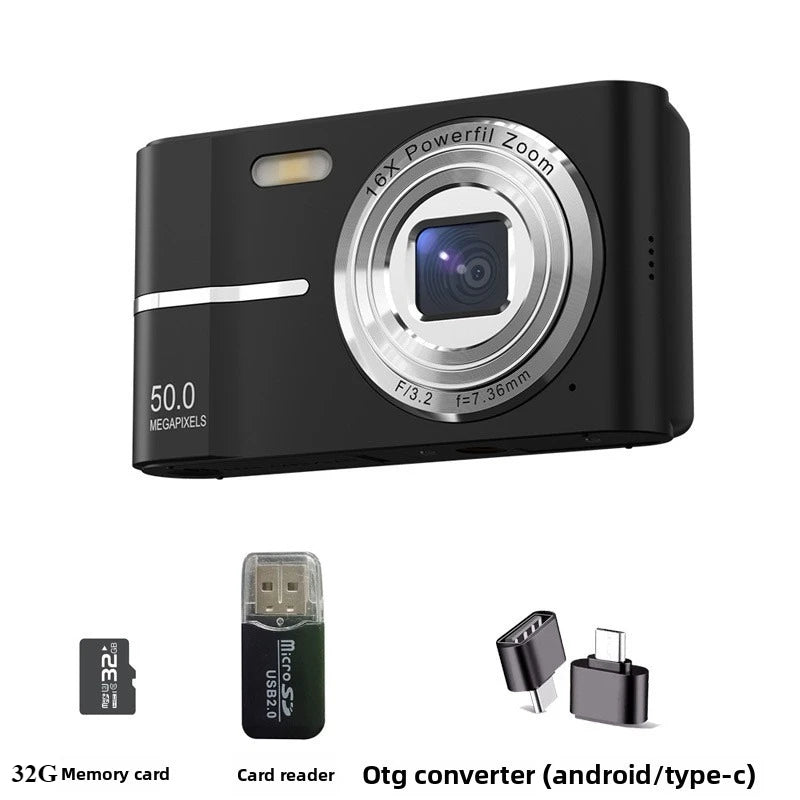 Digital Cameras1080P Camera 44MP Camera Portable Compact Camera with 2.4 Inch LCD Screen16x Digital Zoom, 32G Micro Memory Card