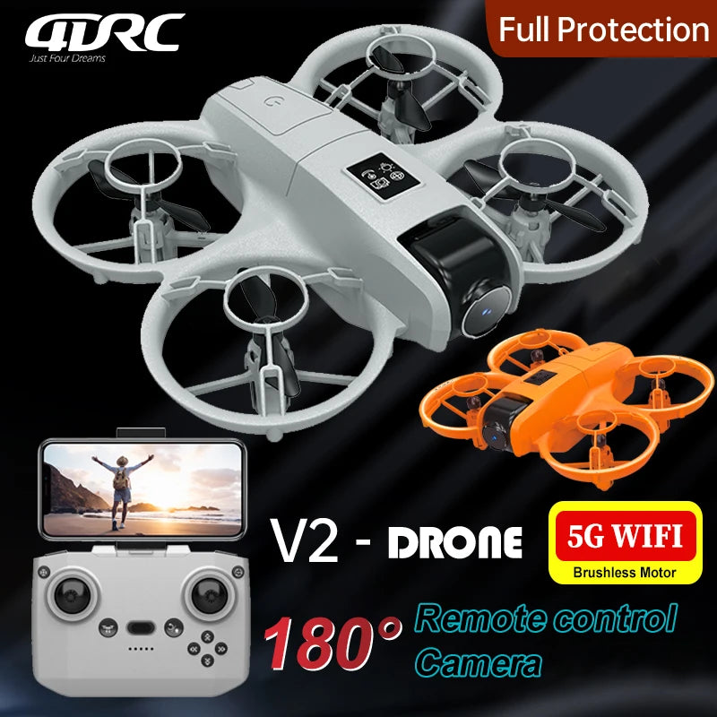 V2 Mini RC Drone 8K Professinal Wide Electric adjustment 180° HD Camera Foldable Intelligent Obstacle Avoidance Brushless Drone