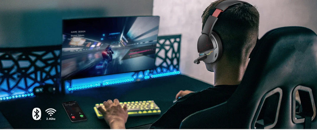 NUBWO Wireless Gaming Headsets Gamer with Dual Microphone for PS5 PS4 PC Mobile Switch 2.4GHz Bluetooth Wireless Headphones