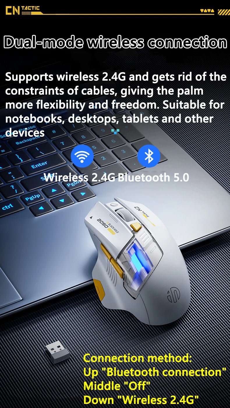 Inphic A9 Explorer Wireless Gaming Mouse 500mA Battery Level Display Ergonomics Bluetooth Office Mouse For PC Laptop