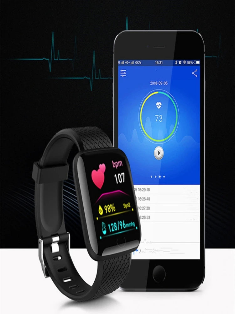 Smart Watch Sport Wristband Fitness Monitoring Track Heart Rate Call and Message Remind Men Smartwatch Woman 116 Plus Clock D13