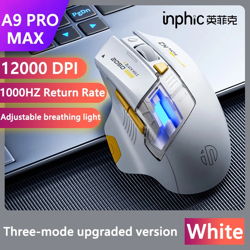 Inphic A9 Explorer Wireless Gaming Mouse 500mA Battery Level Display Ergonomics Bluetooth Office Mouse For PC Laptop