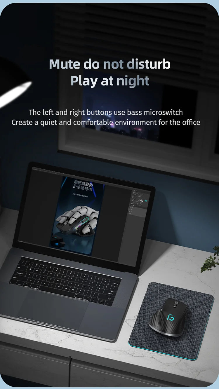 JOMAA 2.4G Wireless Bluetooth Mouse Rechargeable LED RGB Gaming Mouse  for Computer Gamer Office 4000DPI