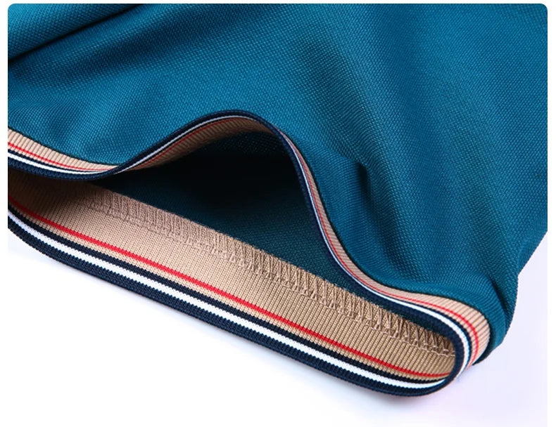 Luxury brand short sleeve polo shirt men's summer new silk cotton breathable fashion top casual business plaid lapel T-shirt