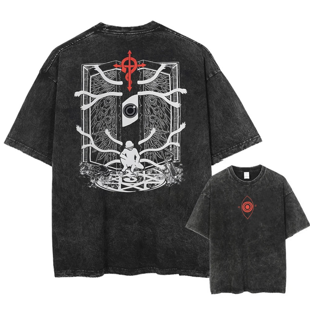 Men's T-shirt, pure cotton short-sleeved, men's T-shirt, washed, loose fit, pure cotton shirt