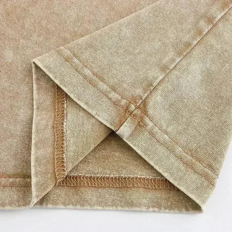 Men's T-shirt, pure cotton short-sleeved, men's T-shirt, washed, loose fit, pure cotton shirt