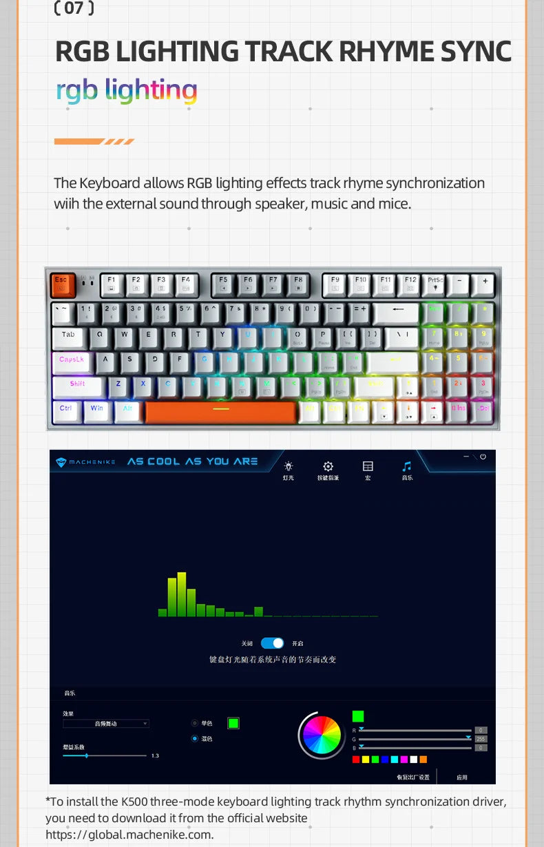 Machenike K500W Wireless Mechanical Keyboard Hot Swap Tri-mode 94 Keys RGB Backlit Gaming Keyboard for PC Gamer Laptop