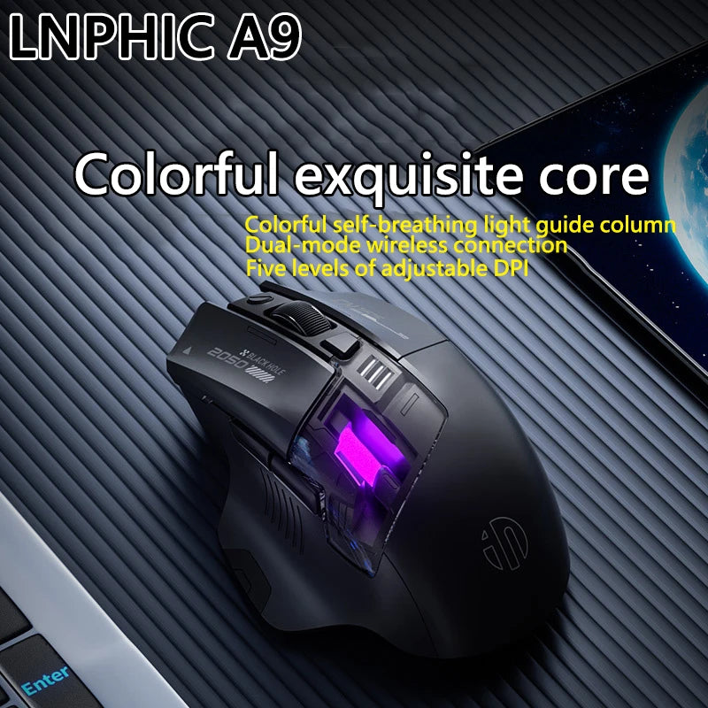 Inphic A9 Explorer Wireless Gaming Mouse 500mA Battery Level Display Ergonomics Bluetooth Office Mouse For PC Laptop