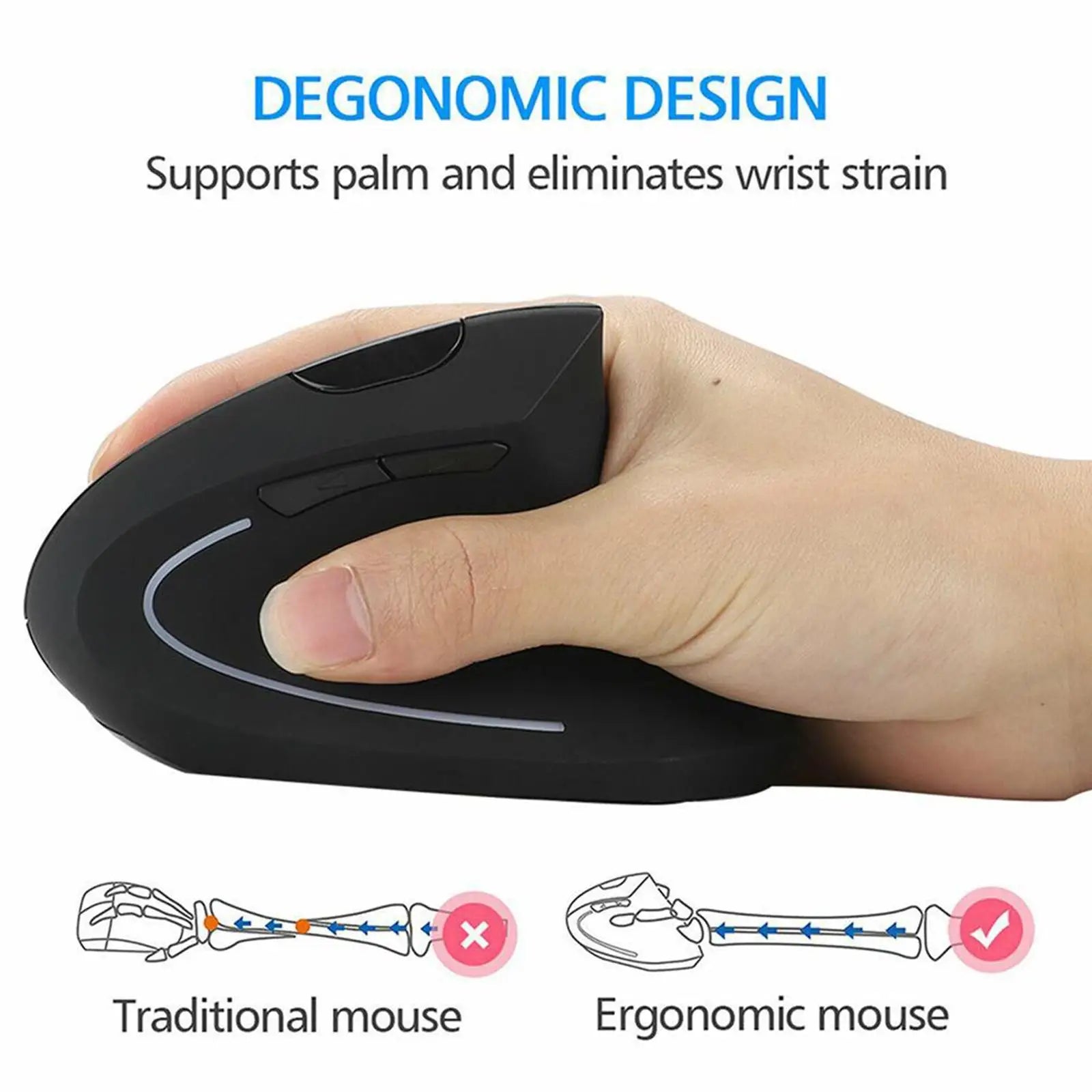 Ergonomic Vertical 2.4G Mute Mouse Wireless Computer Gaming Mice USB Optical DPI Mouse Right Left Hand For Laptop PC Desktop