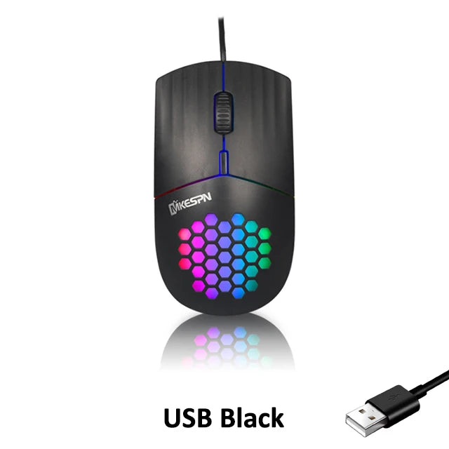 1600 DPI RGB Backlit Honeycomb Shell Mouse Wired RGB Gaming Mouse USB/Type C Mice For Computer iPad Tablet Macbook Air Laptop PC