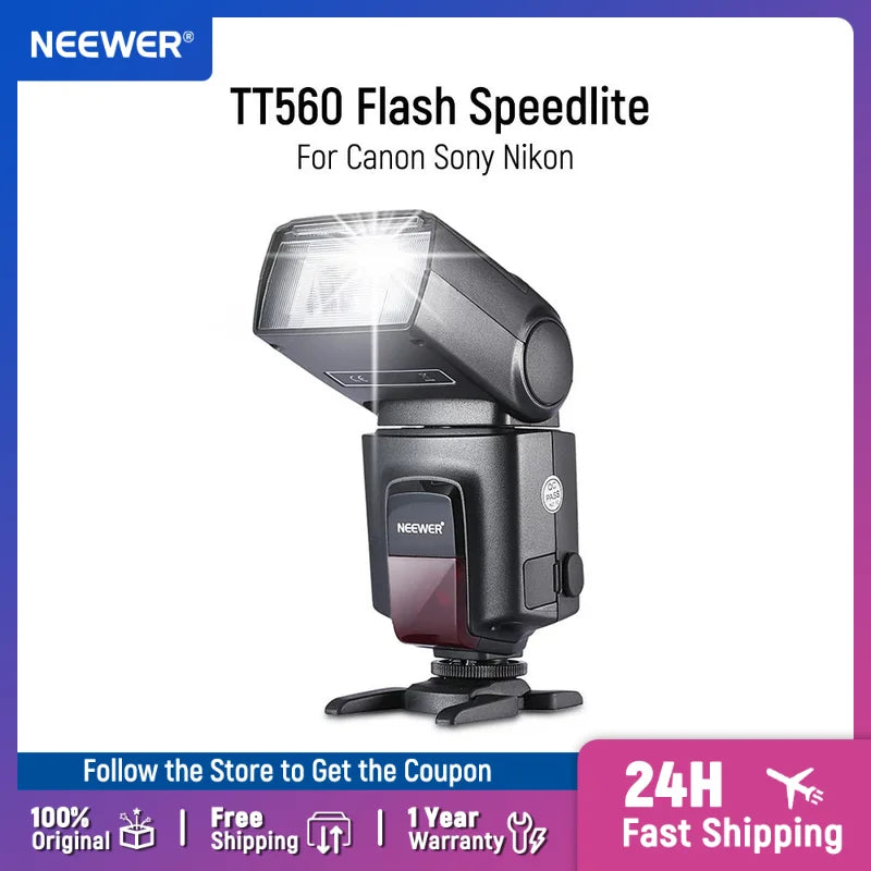 New Neewer TT560 Flash Speedlite Digital Camera Speedlight For Sony Nikon Canon Panasonic Olympus Pentax and Other DSLR Cameras