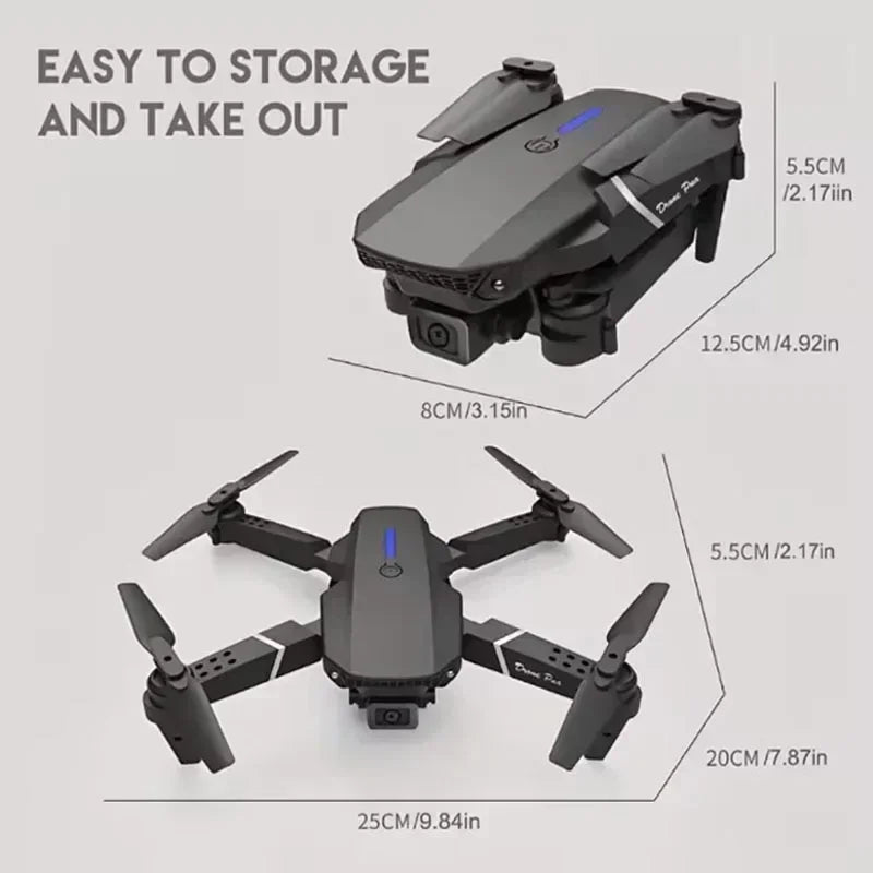 E88 Pro WiFi FPV Drone Wide Angle HD 4K 1080P Camera Height Hold RC Foldable Quadcopter Helicopter Toys Gift New