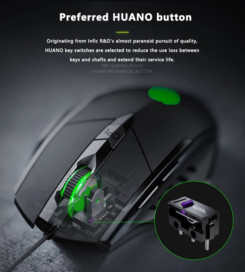 Inphic W1 Wired Mouse Esports Gaming Mouse Silent Office Mouse Three keys and six keys are optional