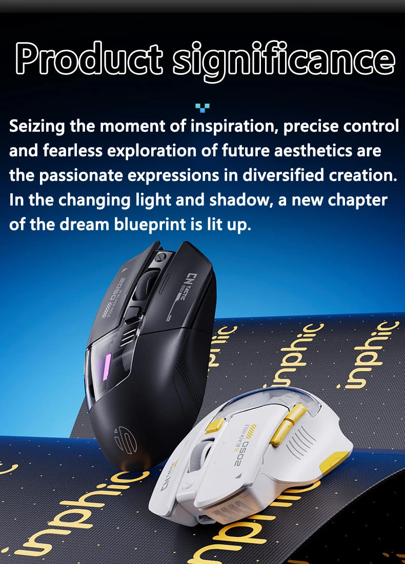 Inphic A9 Explorer Wireless Gaming Mouse 500mA Battery Level Display Ergonomics Bluetooth Office Mouse For PC Laptop