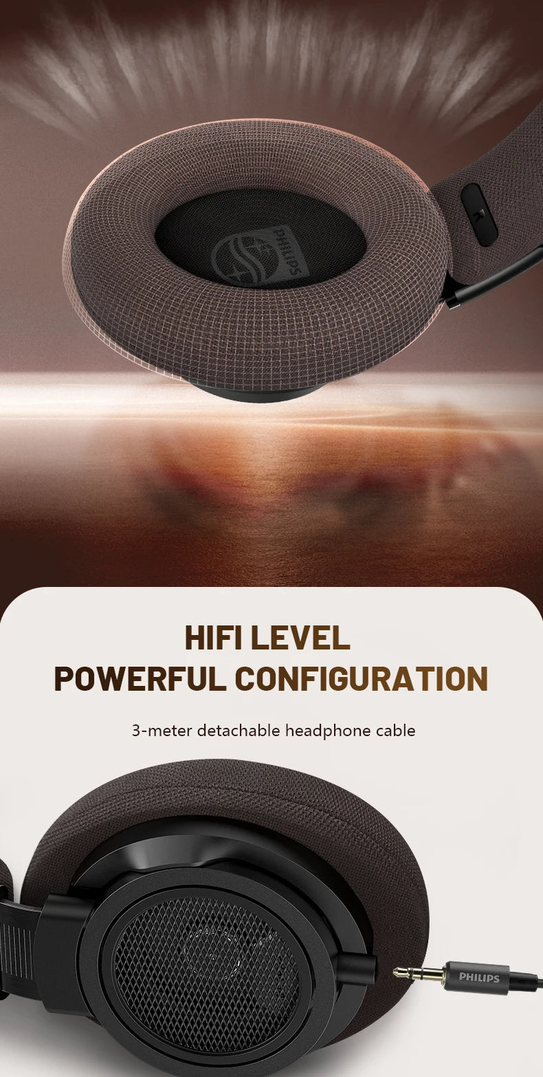 Philips SHP9500CY HiFi Open-Back Headphones Ultra-Comfortable Over-Ear Design  Crisp Clear Sound Lightweight & Durable Build