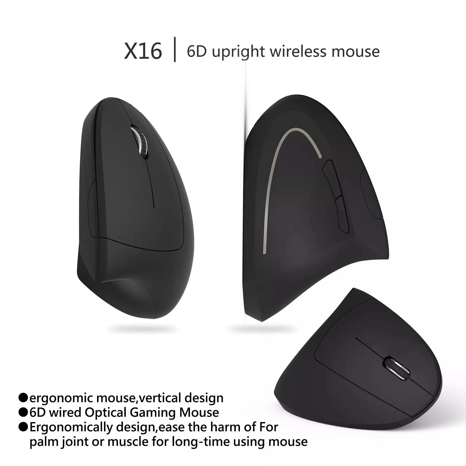 Ergonomic Vertical 2.4G Mute Mouse Wireless Computer Gaming Mice USB Optical DPI Mouse Right Left Hand For Laptop PC Desktop