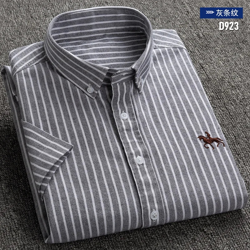 100%Pure Cotton Oxford Men's Shirts Short Sleeve Soft Regular Fit Formal Dress Shirt Social Blouse Male White Shirt 5XL 6XL