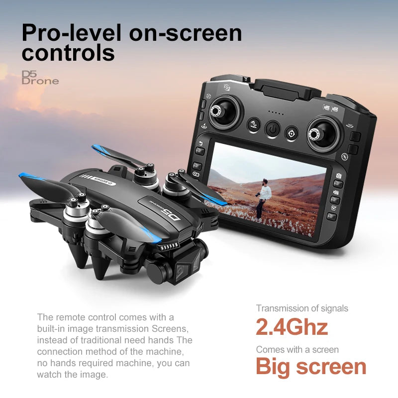 2025 D5 Drone 8K Dual Camera HD Remote Control Quadcopter With Obstacle Avoidance For Aerial Photography RC Drone Gift For Girls