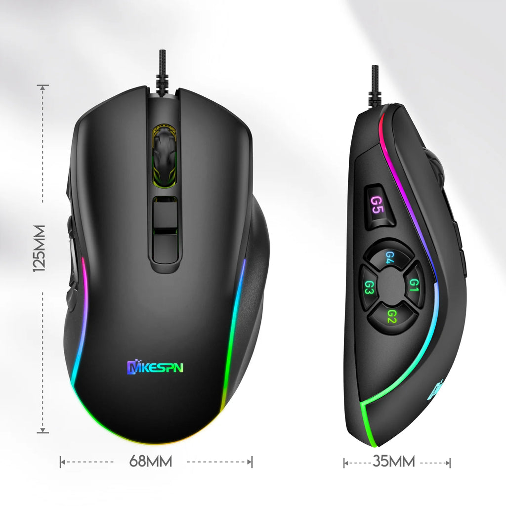Wired Gaming Mouse with RGB Backlit, 7200 DPI Adjustable, Mouse with 10 Programmable Macro Buttons ,X9 Gaming Mouse