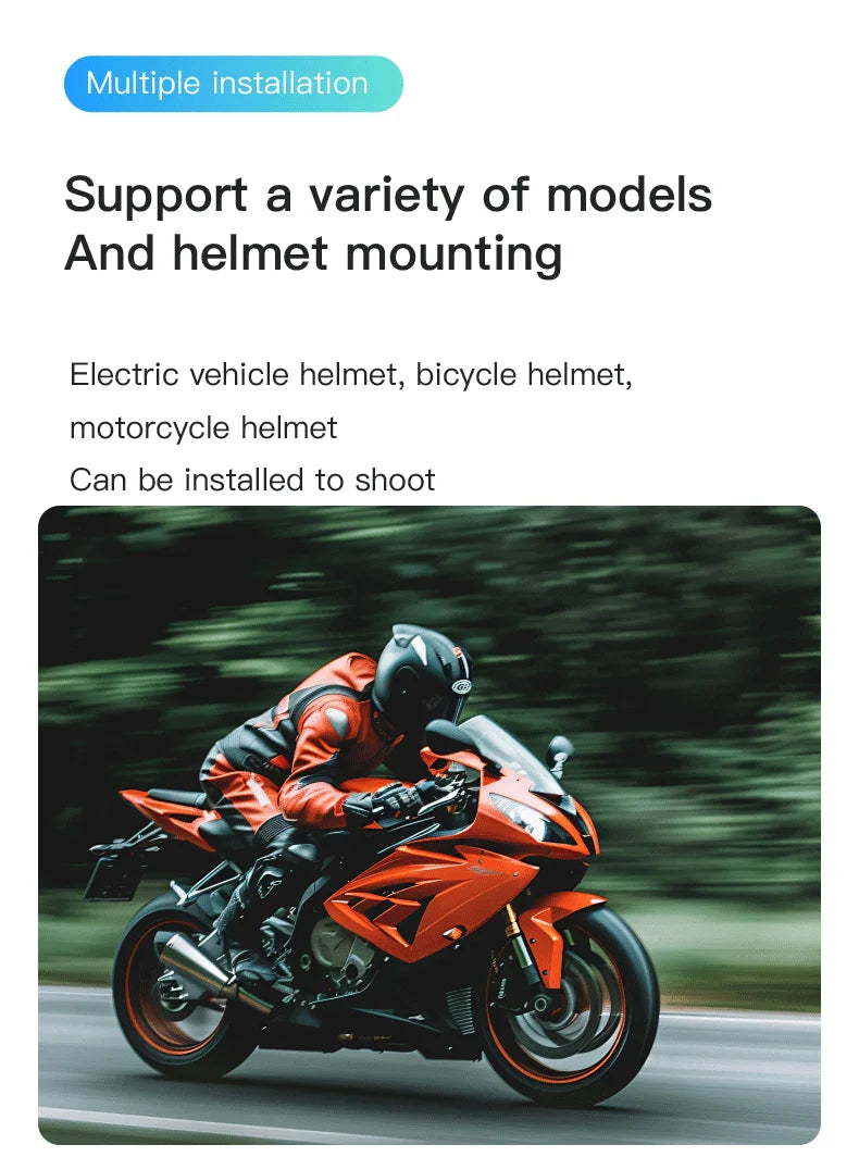 4K Bodycam Action Bike Camera Integrated Helmet Handlebar Motorcycle Road Sport Cam Battery Body Mini Full Hd Sports Action Wifi